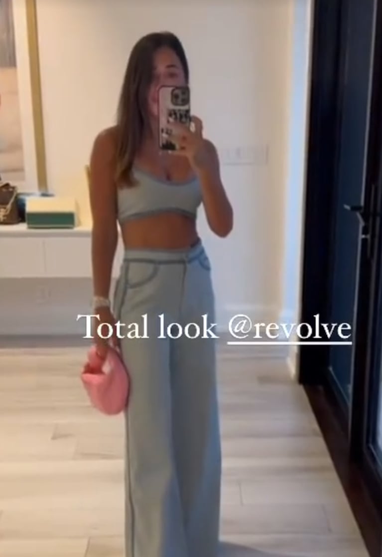El look de Antonela Roccuzzo que se robó todas las miradas: colores pasteles y abdomen al descubierto