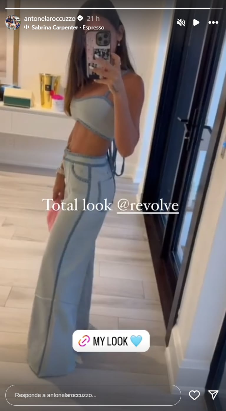 El look de Antonela Roccuzzo que se robó todas las miradas: colores pasteles y abdomen al descubierto