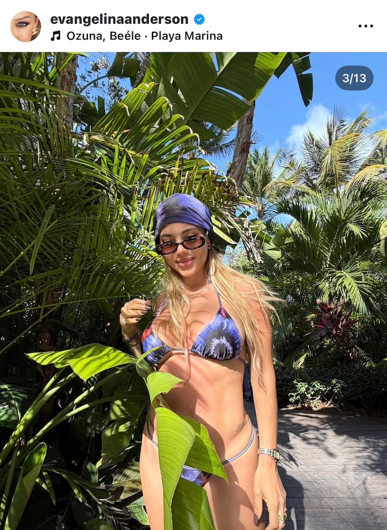 El look de Evangelina Anderson en sus vacaciones en Miami (Foto: Instagram/@evangelinaanderson).