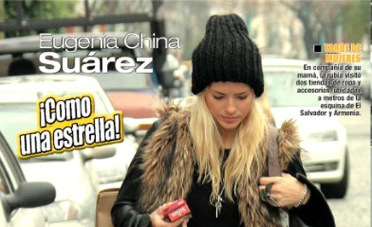 El look fashion victim de La China Suárez. (Fotos: revista Paparazzi)