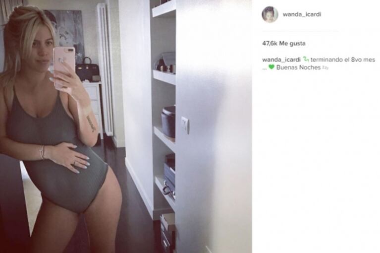 El look súper sexy de Wanda Nara para ir a la cama... y su tierna pancita de embarazada: "Terminando el octavo mes"