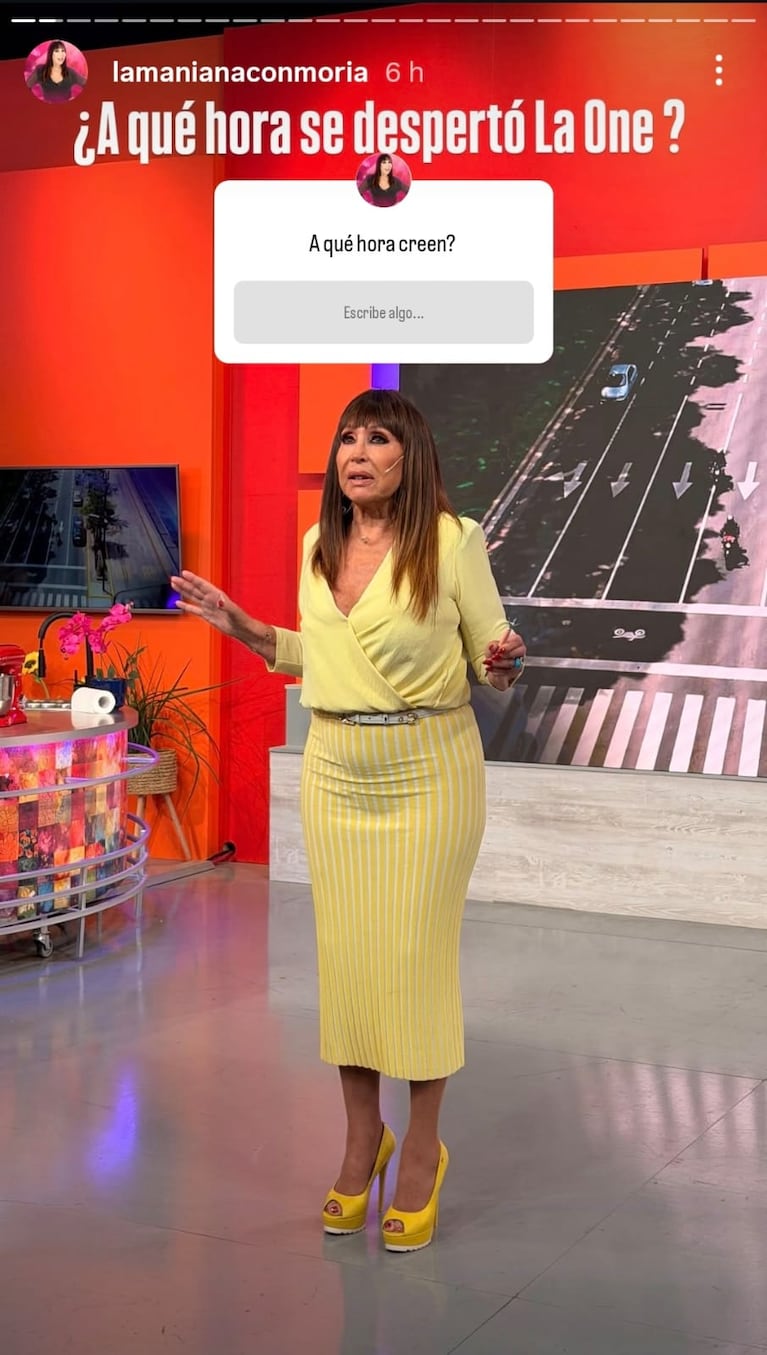 El look total yellow de Moria Casán para conducir La Mañana con Moria (Foto: captura de Instagram/@lamanianaconmoria).