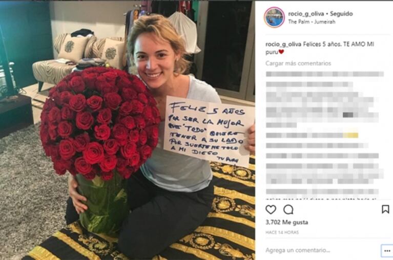 El lujoso festejo de aniversario de Diego Maradona y Rocío Oliva: mensaje de amor, sorpresa top y súper regalos