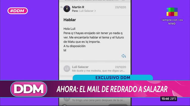 El mail de Martín Redrado a Luciana Salazar por Matilda.