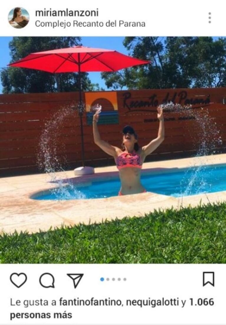 El "me gusta" de Alejando Fantino a las fotos de Miriam Lanzoni en sus vacaciones
