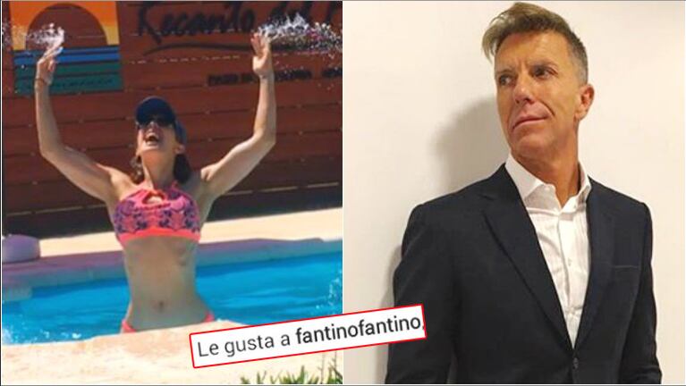 El "me gusta" de Alejando Fantino a las fotos de Miriam Lanzoni en sus vacaciones (Fotos: Instagram)
