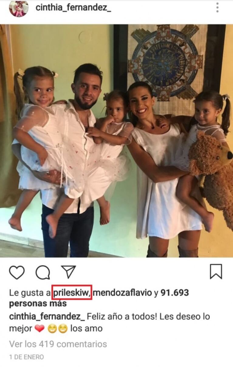 El "me gusta" de la novia de Defederico a una foto de Cinthia Fernández... ¡cuando estaba casada con él!