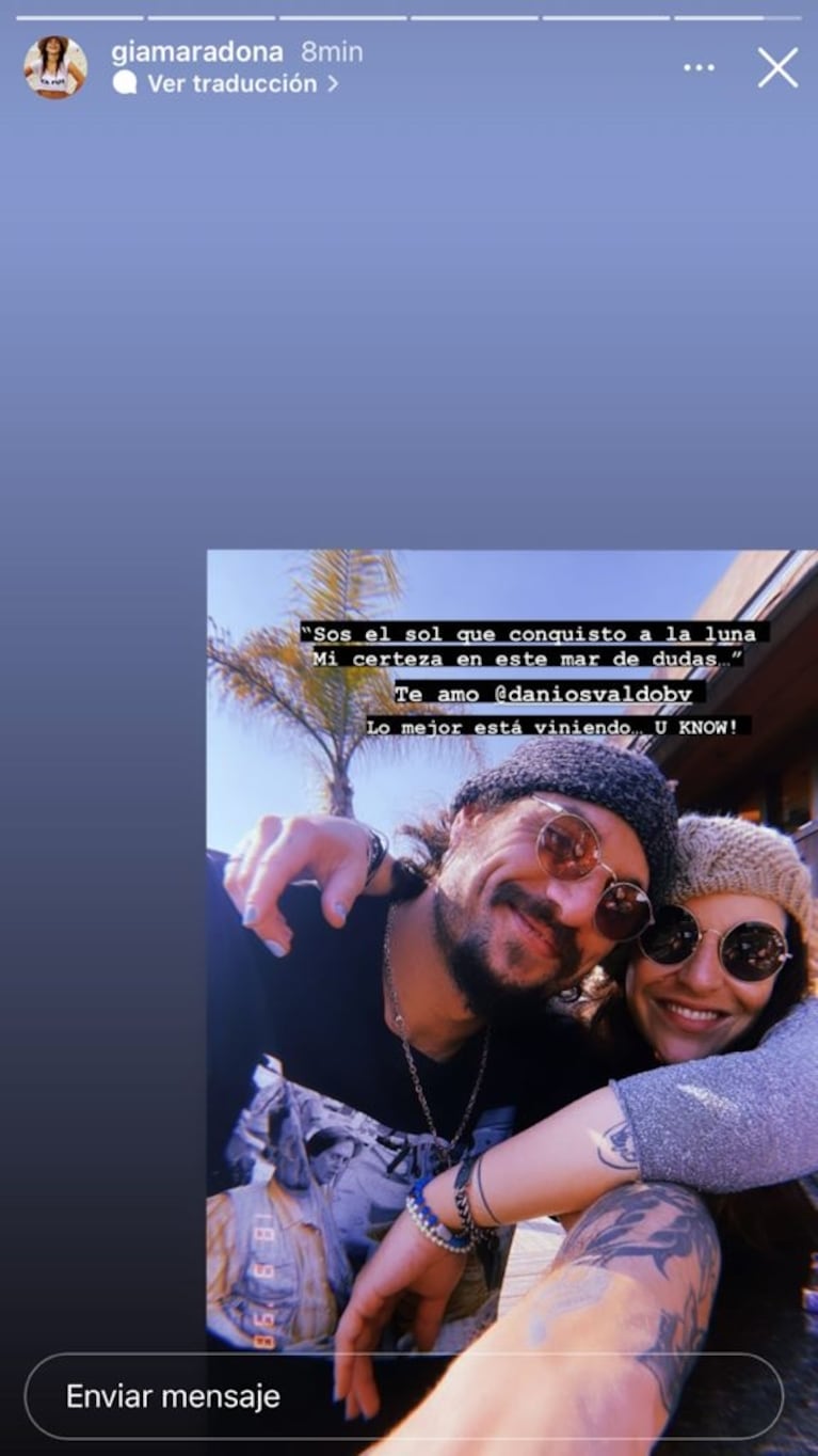 El meloso posteo de Gianinna Maradona para Daniel Osvaldo: "Lo mejor está viniendo"