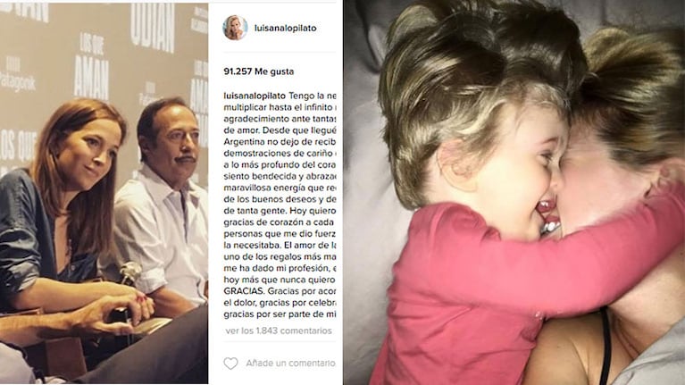 El mensaje con el que Luisana Lopilato volvió a las redes sociales. (Fotos: Instagram)