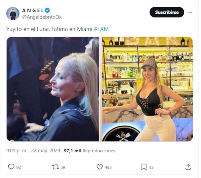 El mensaje de Ángel de Brito por la presencia de Yuyito González en el evento de Javier Milei. (Foto: Captura Twitter/angeldebritook)