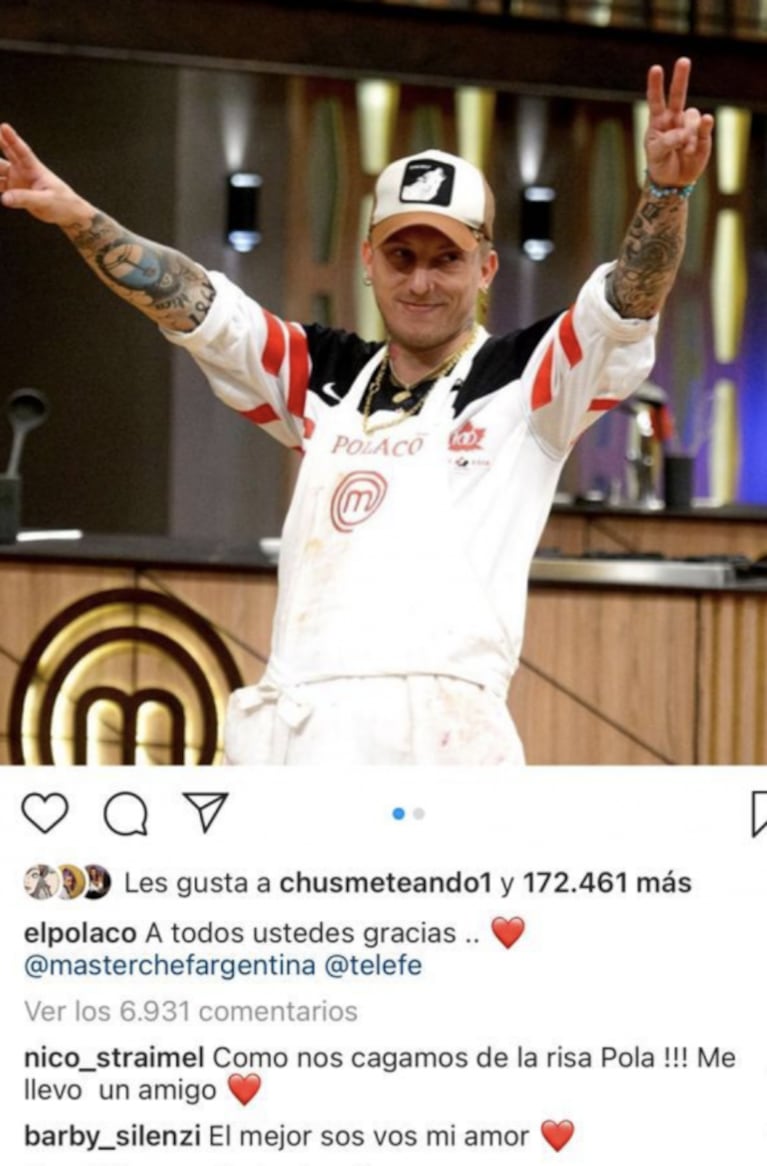 El mensaje de Barby Silenzi al Polaco tras su eliminación de MasterChef Celebrity: "El mejor sos vos"