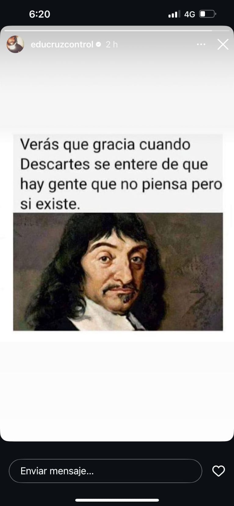 El mensaje de Eduardo Cruz en Instagram.