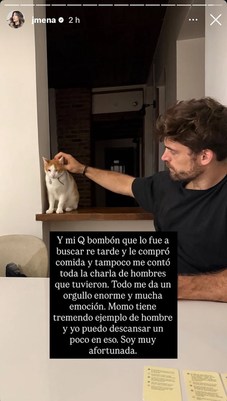 El mensaje de Jimena Barón a Matías Palleiro por su gesto con Momo (Foto: captura de Instagram/@jmena).
