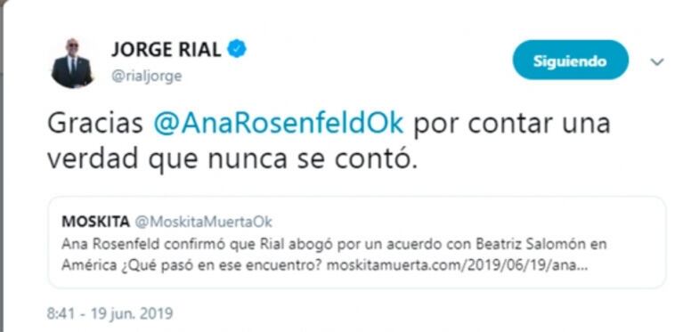 El mensaje de Jorge Rial a Ana Rosenfeld luego de que la abogada contara que él medió entre Salomón y América