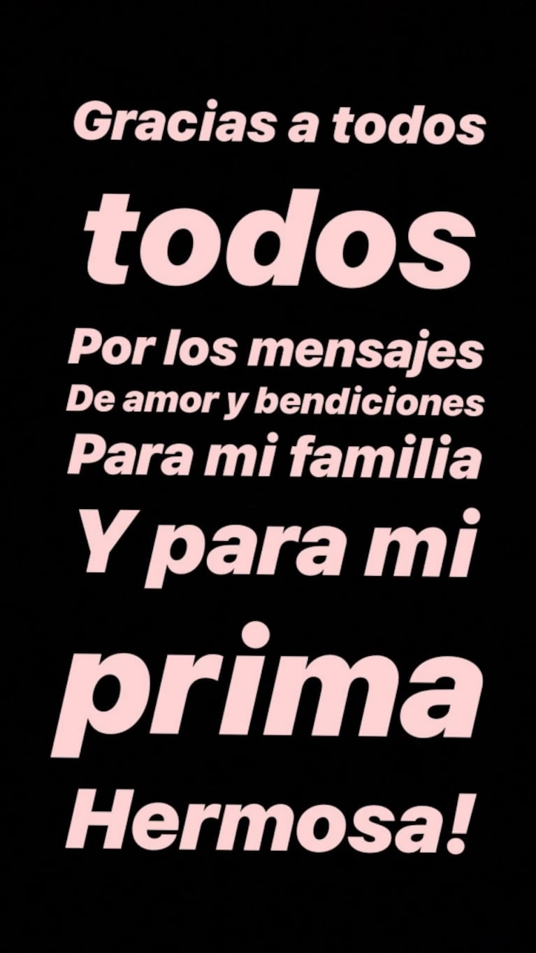 El mensaje de Lali Espósito tras la muerte de su prima Virginia