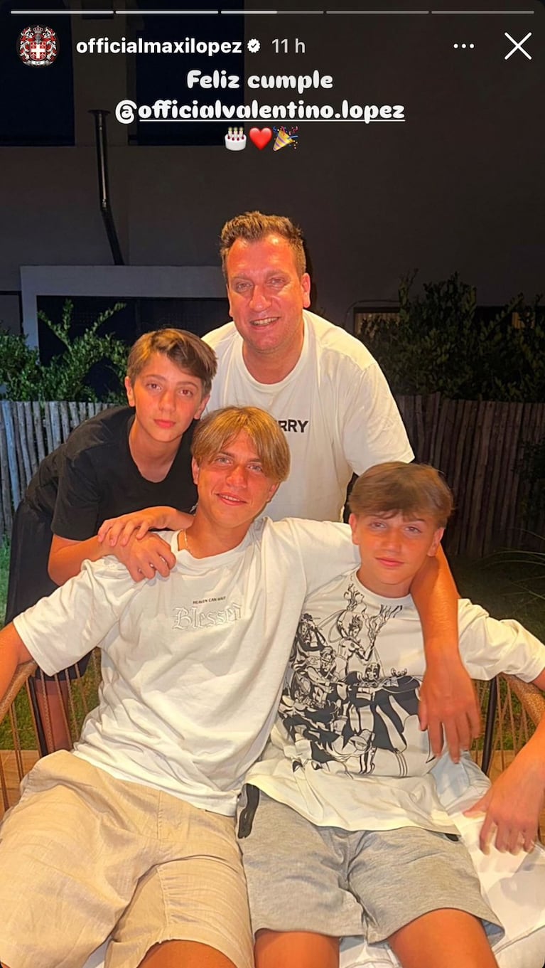 El mensaje de Maxi López a su hijo Valentino en el día de su cumpleaños (Foto: captura de Instagram).