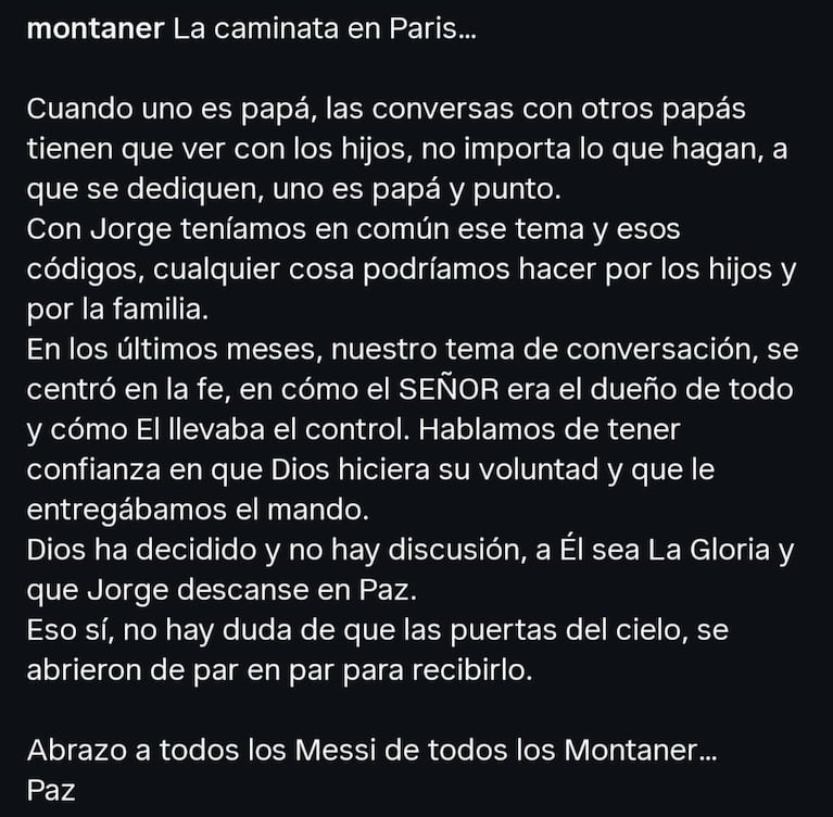 El mensaje de Ricardo Montaner a la familia Messi tras la muerte de Jorge Messi (Foto: Instagram/@montaner).