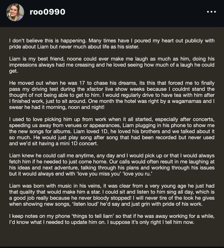 El mensaje de Ruth Gibbins a Liam Payne  (Imagen: Instagram de Ruth Gibbins)