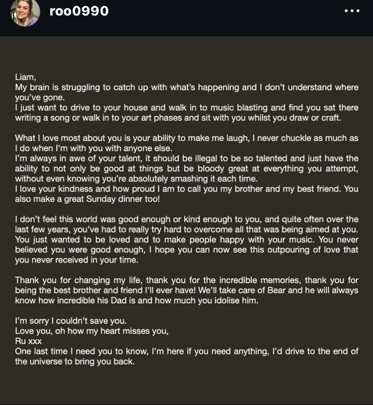 El mensaje de Ruth Gibbins a Liam Payne  (Imagen: Instagram de Ruth Gibbins)