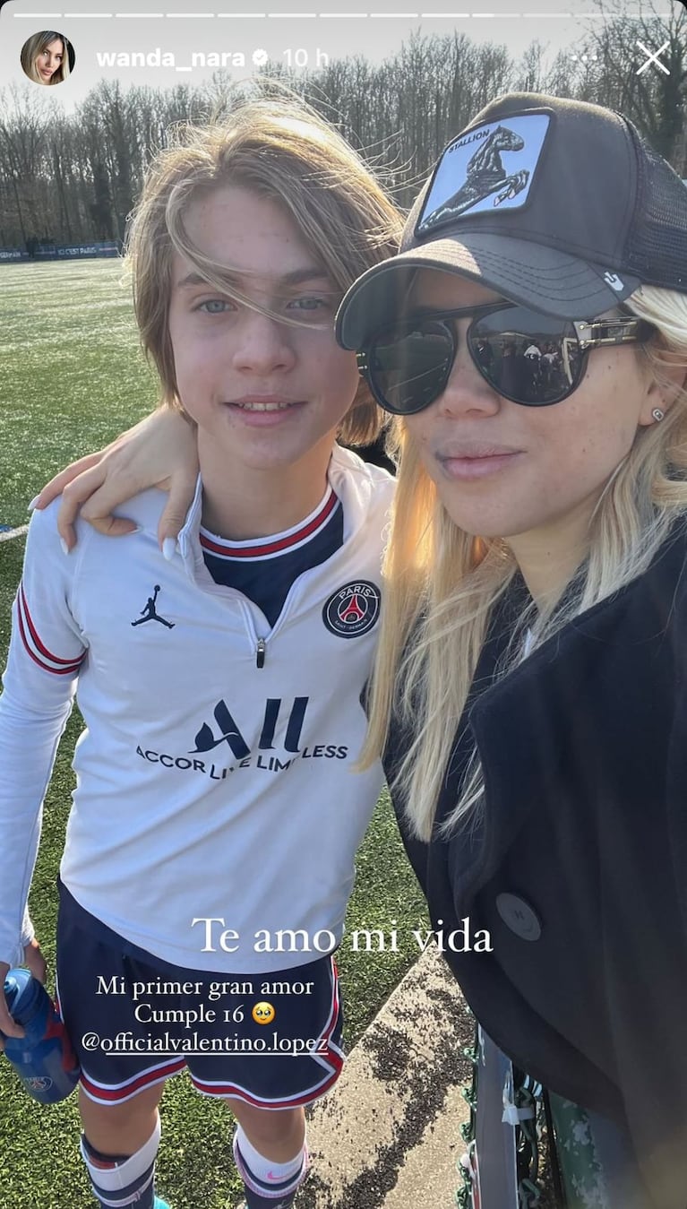 El mensaje de Wanda Nara a su hijo Valentino López en el día de su cumpleaños (Foto: captura de Instagram).