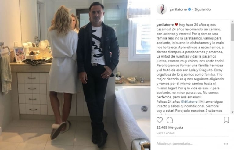 El mensaje de Yanina Latorre a su esposo por sus 24 años de casados: "Sólo nosotros sabemos lo que pasamos"