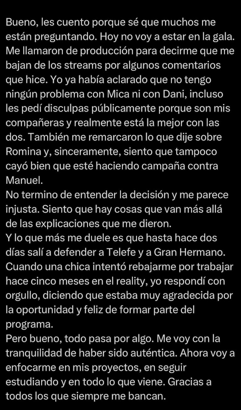 El mensaje de Zoe Bogach