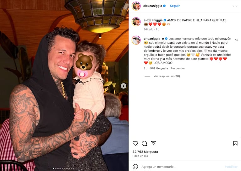 El mensaje que Charlotte Caniggia le dejó a su hermano en redes (Foto: IG @alexcaniggia)
