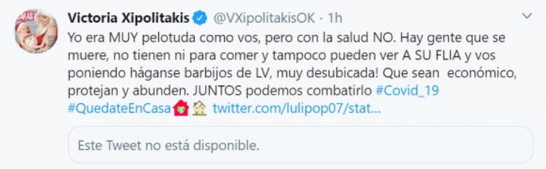 El mensaje sin filtro de Vicky Xipolitakis a Luciana Salazar, tras publicar un barbijo de Louis Vuitton: "Yo era muy pelot... como vos"