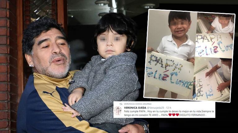 El mensaje súper tierno de Dieguito Fernando a Maradona por su cumple: Te amo, papá
