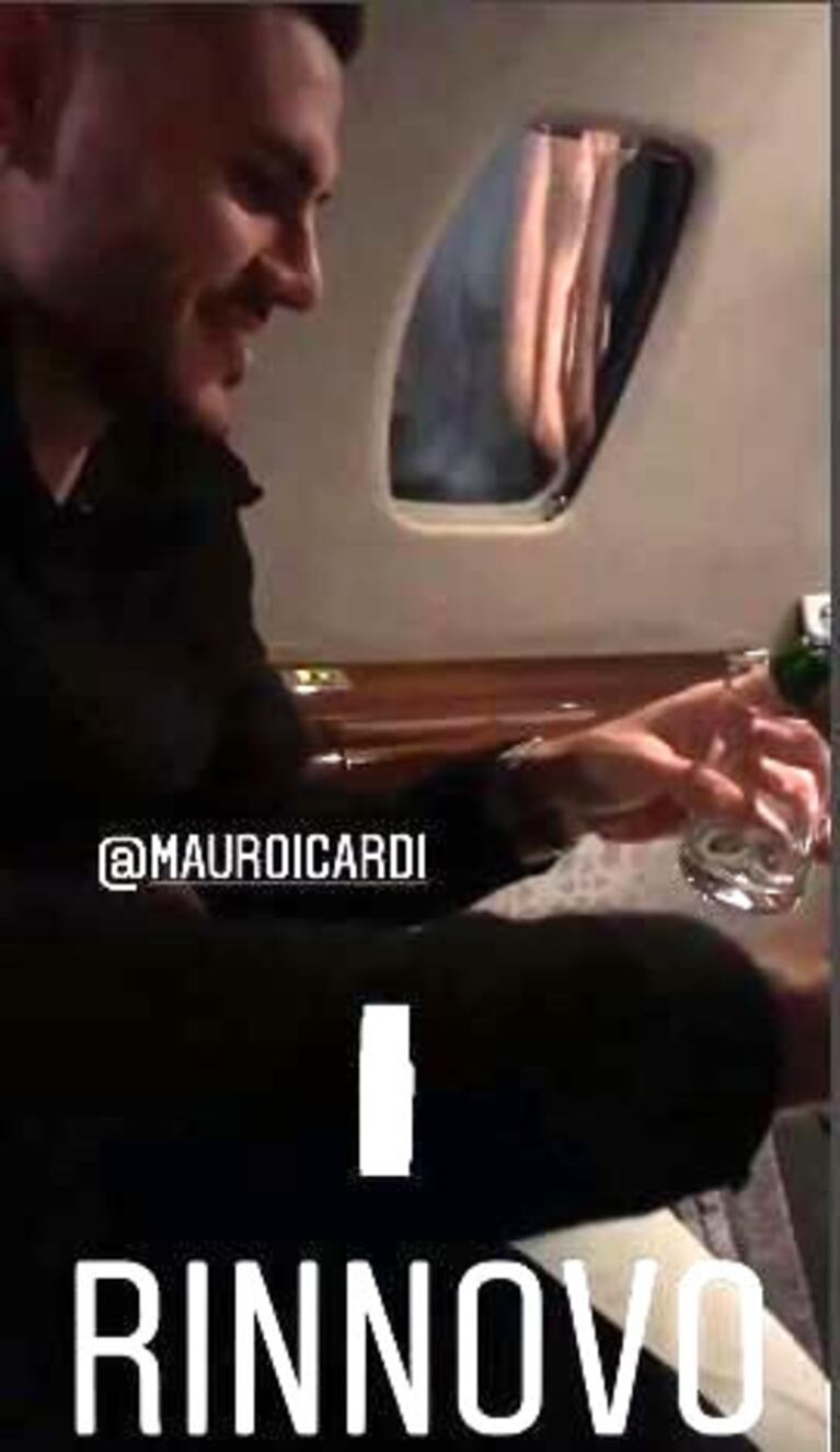 El millonario contrato que Wanda Nara le cerró a Mauro Icardi: festejo con champagne arriba de un jet privado