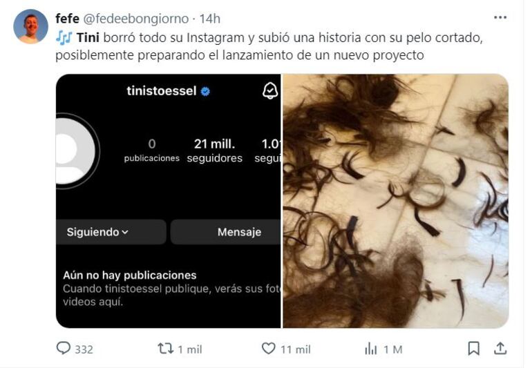 El motivo por el que Tini Stoessel habría eliminado todas sus fotos de su cuenta de Instagram.
