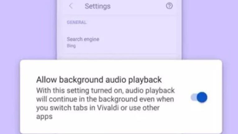 El navegador Vivaldi para Android permite reproducir audio de YouTube en segundo plano