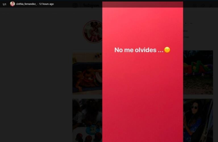 El nostálgico mensaje de Cinthia Fernández, en medio de la fuerte crisis con Matías Defederico: "No me olvides"