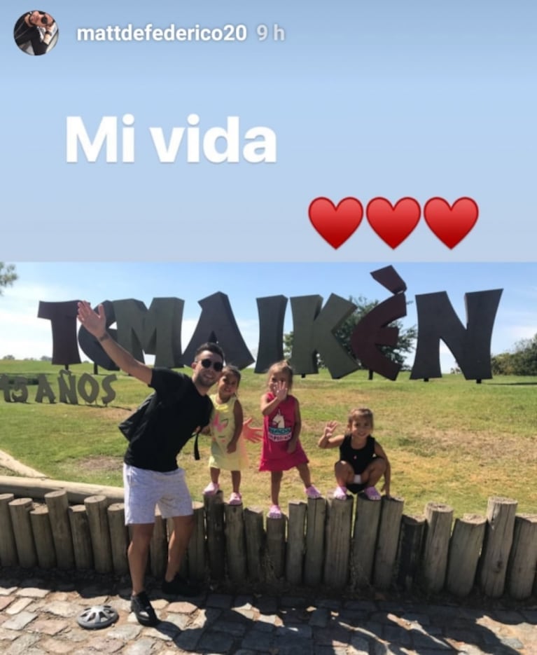 El nostálgico mensaje de Matías Defederico junto a una de sus hijas: "Gracias por ese abrazo que salió de tu alma, entendiendo todo"