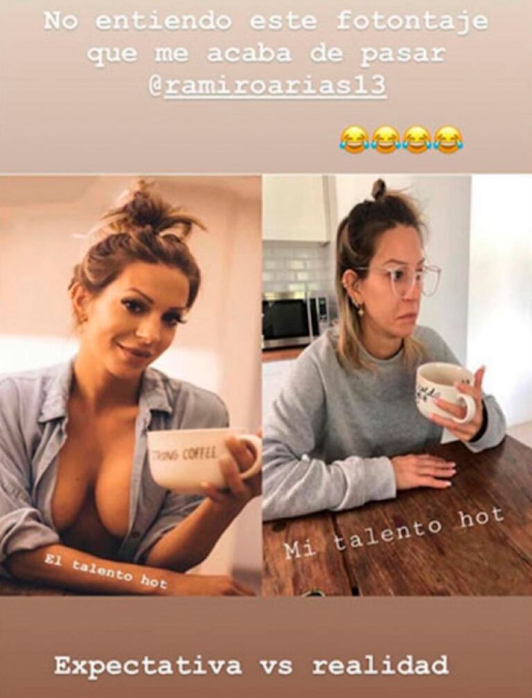 El novio de Noelia Marzol mandó al frente a la actriz con una foto de entrecasa: "Expectativa versus realidad"