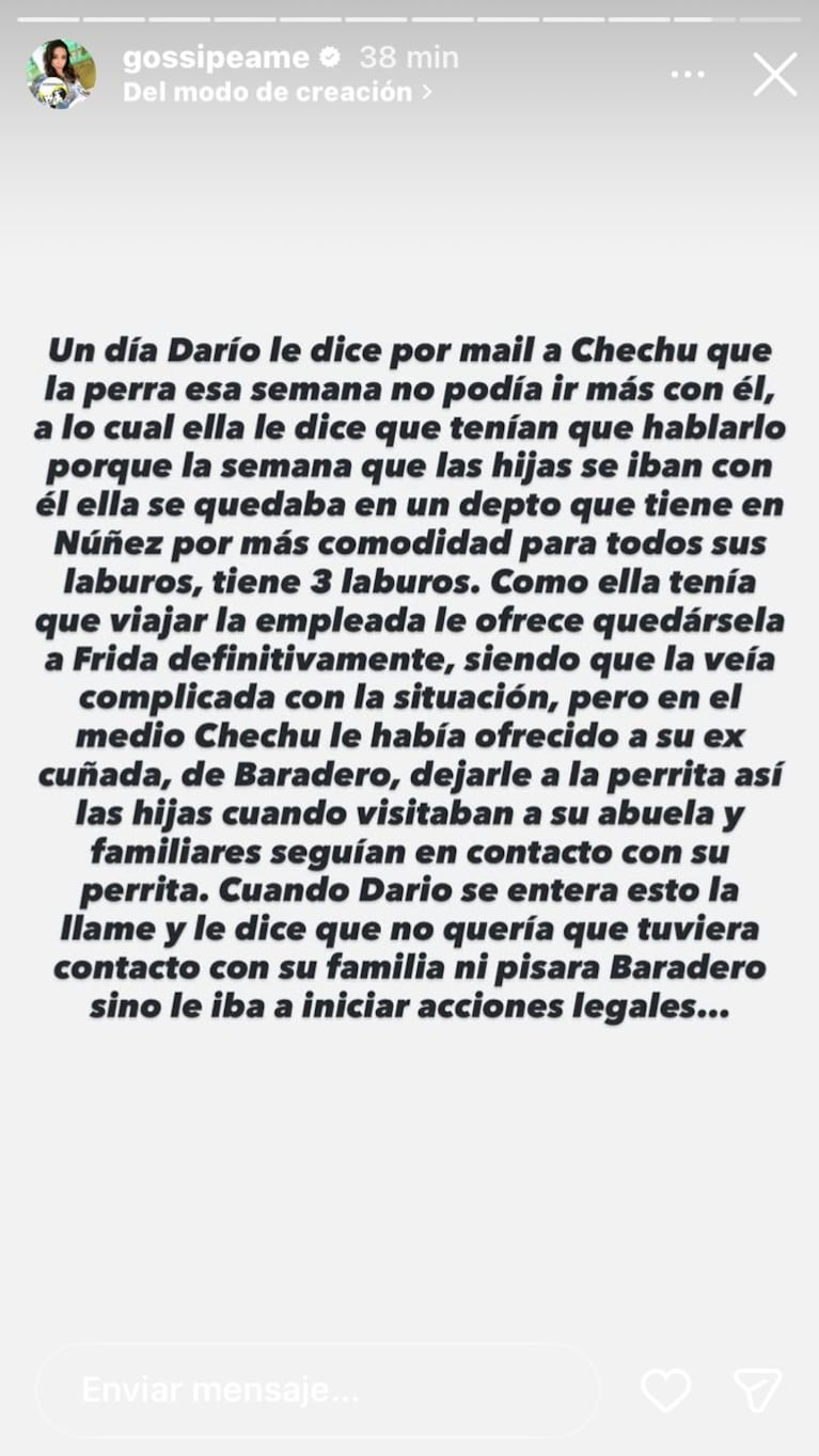 El nuevo conflicto entre Chechu Bonellli y Darío Cvitanich (Foto: Instagram/@gossipeame).