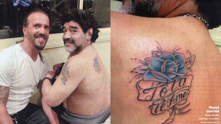 El nuevo tatuaje de Diego Maradona. (Foto: revista Gente)