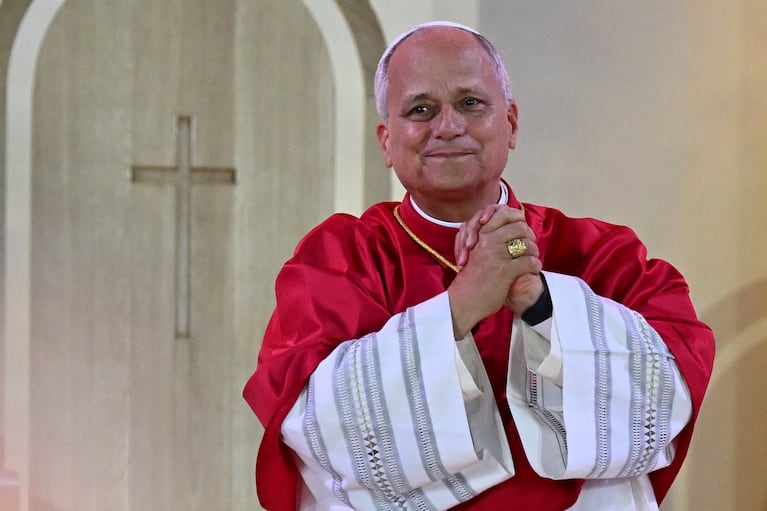 El papa León XIV saluda durante una vigilia de oración con jóvenes en el Stade de France en Saint-Denis, cerca de París, el 25 de septiembre de 2026. (Foto AP/Emma Da Silva)