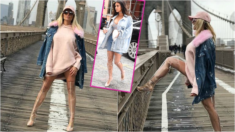 El particular look de Vicky Xipolitakis para las bajísimas temperaturas de Nueva York: vestido corto… ¡y botas de...