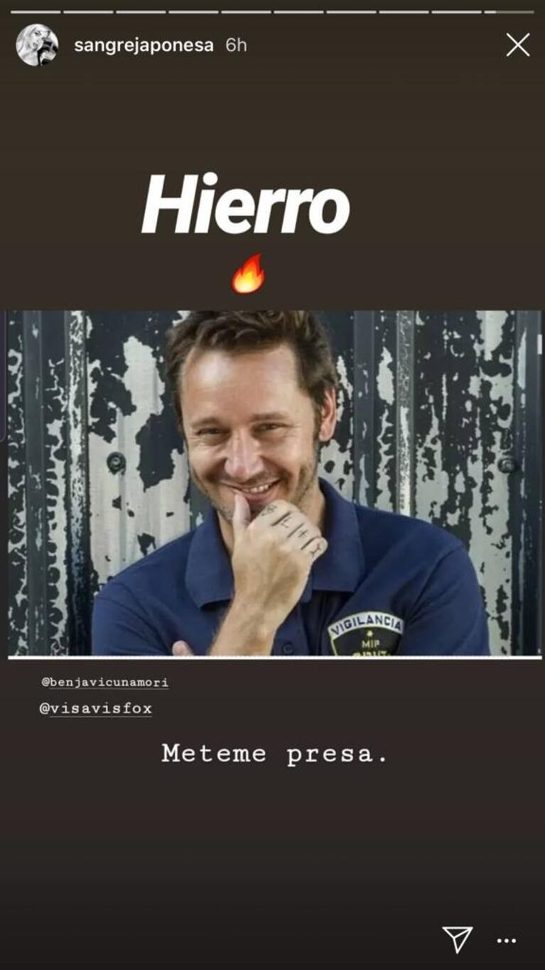El particular piropo de la China Suárez a Benjamín Vicuña: "Hierro, meteme presa"