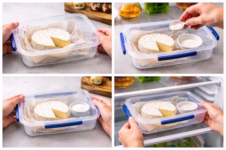 El paso a paso para guardar queso con azúcar en la heladera. Foto: IA