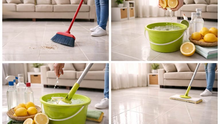 El paso a paso para limpiar el piso con limón. Foto: IA