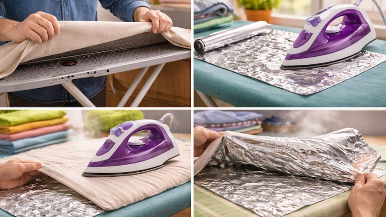 El paso a paso para usar el truco del aluminio al planchar. Foto: IA