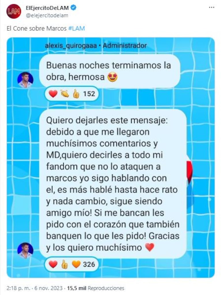 El pedido de Alexis el conejo Quiroga a su fandom. (Foto: Captura X/ elejercitodelam)