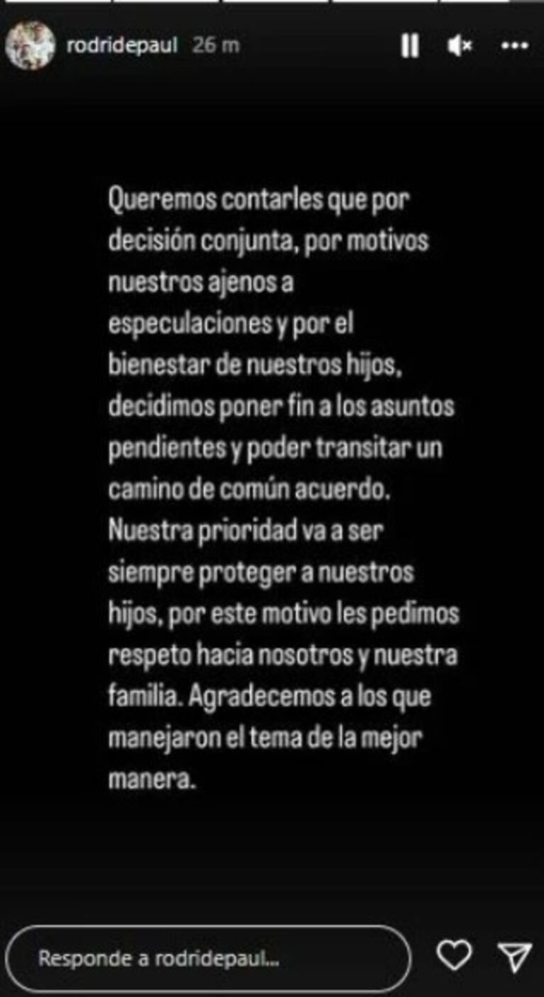 El pedido de Rodrigo de Paul y Camila Homs a la prensa tras su polémica separación: "Pedimos respeto hacia nuestras familias"