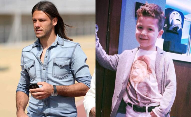 El pequeño Bastian está cada día más parecido a su papá (Fotos: Web y Twitter). 