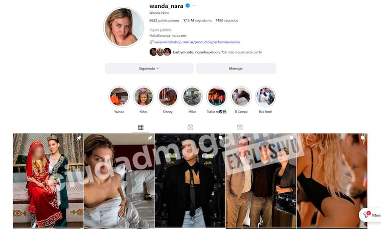 El perfil de Wanda Nara con la foto de Turquía fijada (Foto: Instagram @wanda_nara)