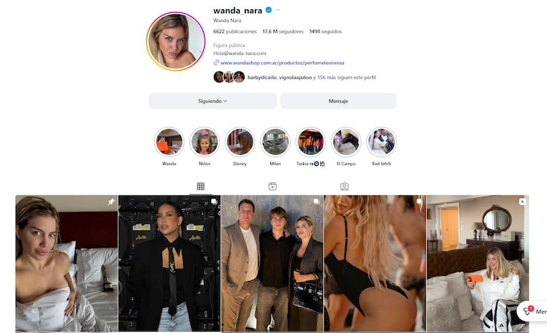 El perfil de Wanda Nara ya sin la foto de Turquía fijada (Foto: Instagram @wanda_nara)