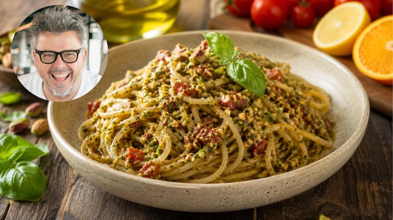 El pesto de Donato de Santis tiene un toque diferente: el ingrediente siciliano que transforma la receta clásica.