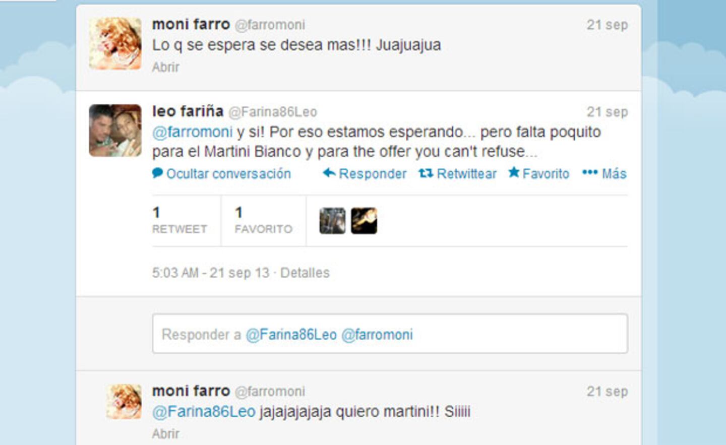 El picante intercambio de tweets entre Farro y Fariña (Foto: Captura). 